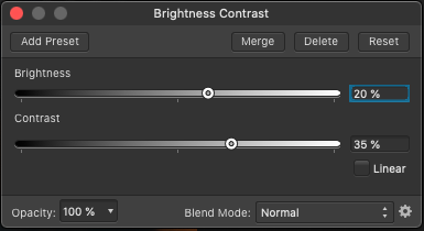 The Brightness Contrast window