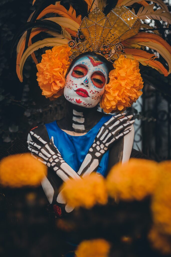 A image of women in a costume for day of the dead.